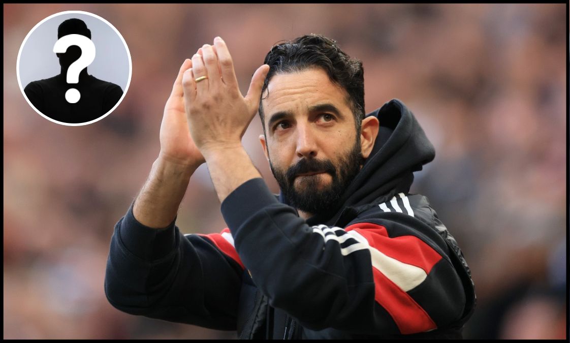 Ruben Amorim applauds the Man United fans.