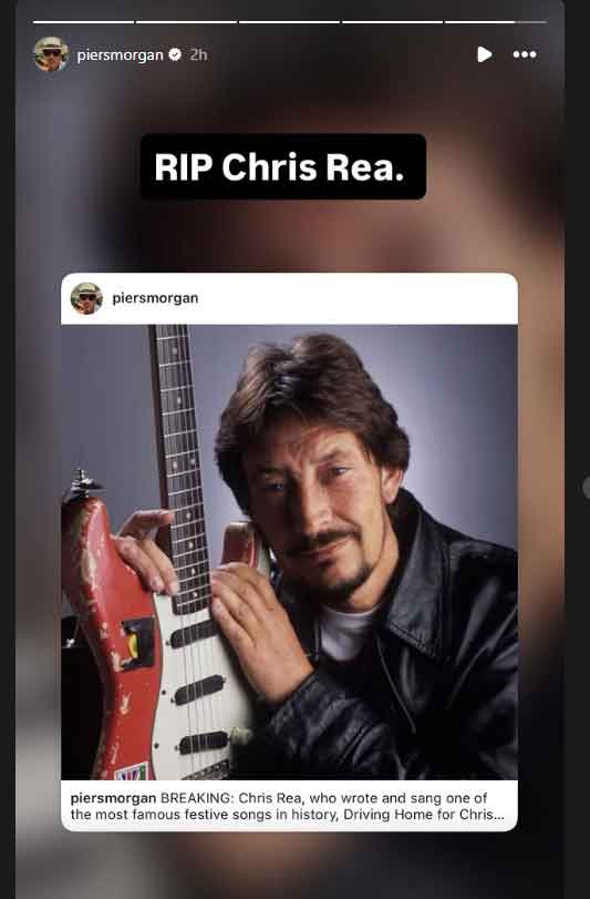 Singer Chris Rea passes away peacefully in hospital