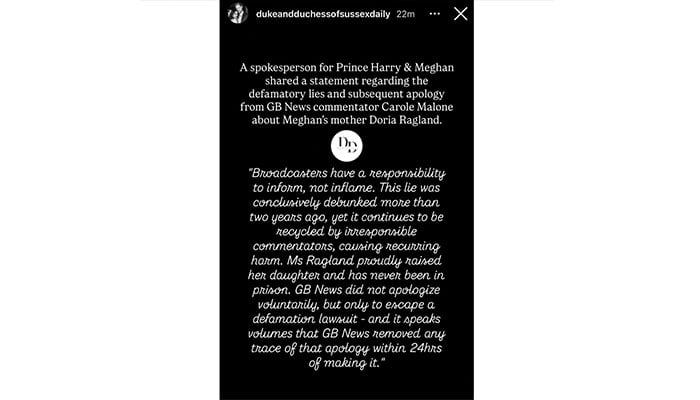 Sussexes fury as old claim about Doria Ragland reappears