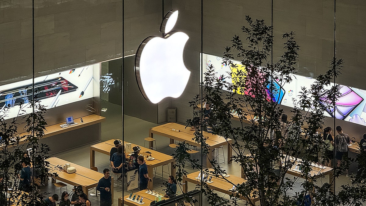 An overhead view of an Apple store